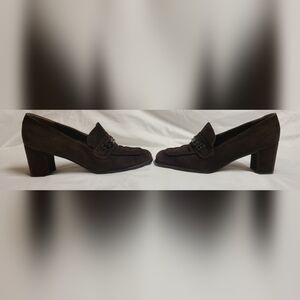 Stuart Weitzman Casual Slip On Moc Toe Pumps Brown Suede Loafer Shoes 8